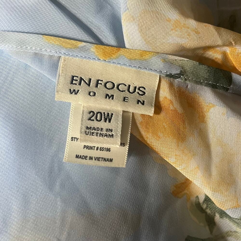 ENFOCUS Floral Boho Maxi Hi Low Dress 20w Peasant Blue Yellow Romantic Flowy EUC - Picture 6 of 9